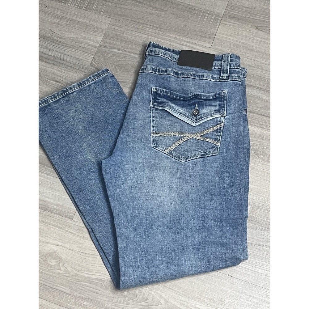 TK Axel Jeans Mens 36x32 (Fits 36x31) Slim Boot Cut Denim Stretch Thick Stitch